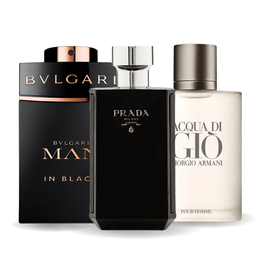 SET: BVLGARI IN BLACK, GIORGIO ARMANI ACQUA DI GIO, L'HOMME PRADA INTENSE
