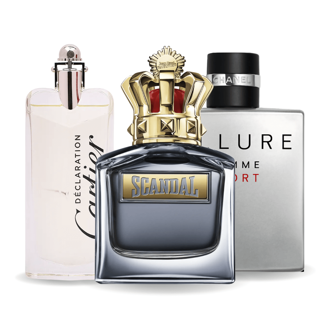 SET: ALLURE HOMME SPORTS, JEAN PAUL GAULTIER SCANDAL, CARTIER DECLARATION